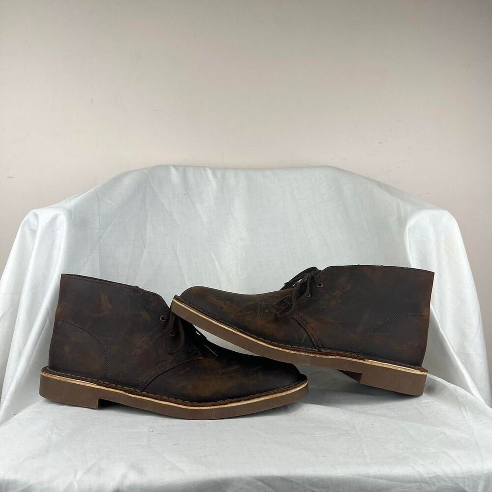 Clarks Bushacre 2 Dark Brown Leather Chukka Boots Lace Up Size 9.5
